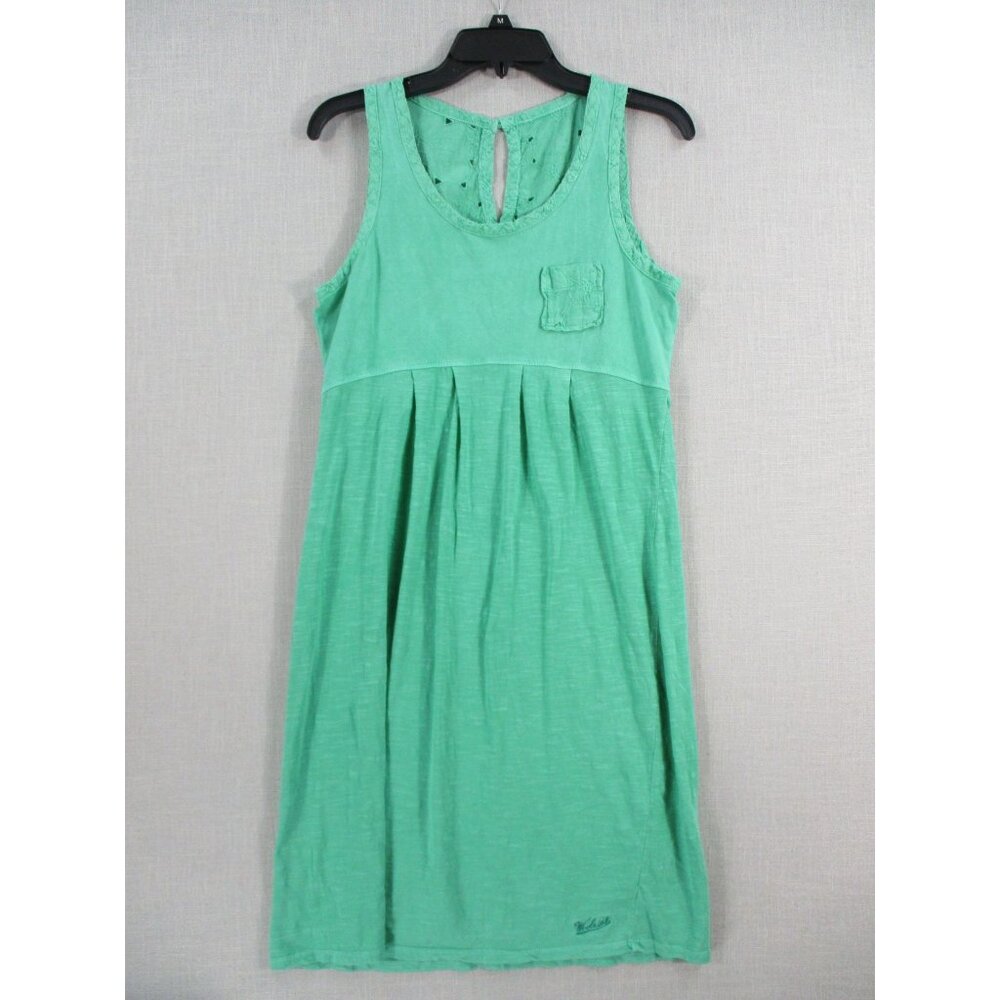 Woolrich Womens Green Sleeveless Cotton Dress With Lace Details Size M